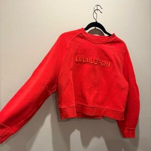 Lululemon Bright Red Cropped Crew Sweatshirt